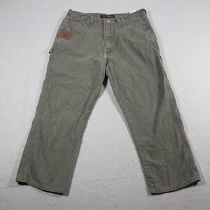 Wrangler Ripstop Pants Mens 38x30 Olive Green Utility Carpenter Workwear Casual
